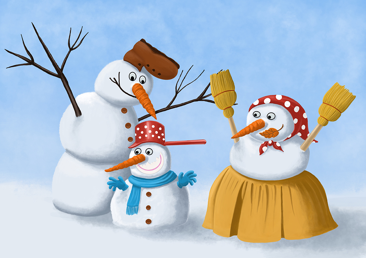 Snowmen - illustration by Mihai, The Illustration Guy